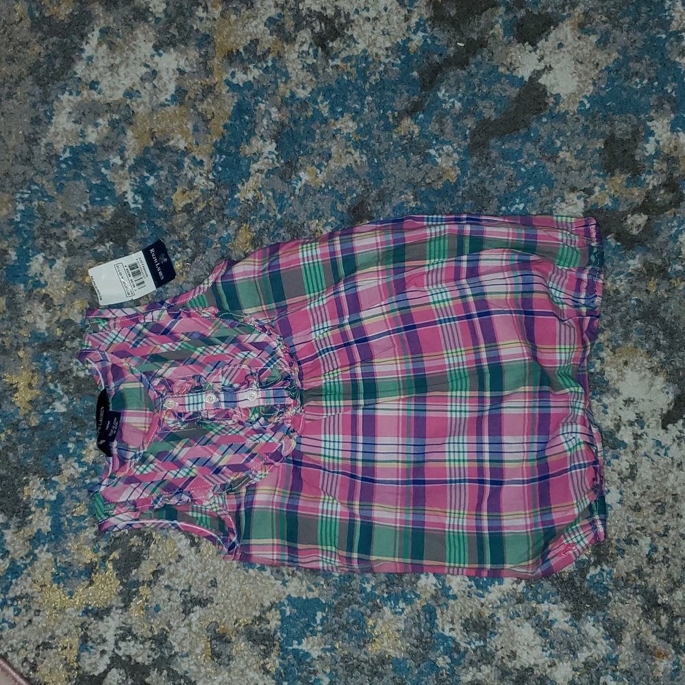 New Ralph Lauren Plaid Sleeveless Ruffle Madras Romper 18 months